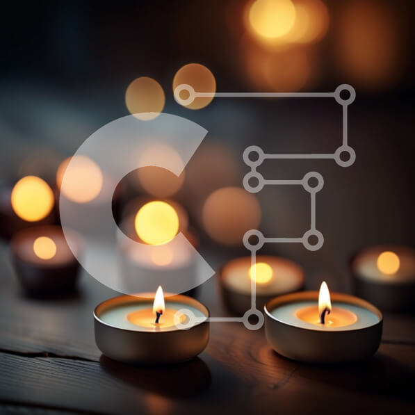 Intra Συλλεκτικό Ξύλινο Παζλ Plywood  4mm - Ειρηνική εικόνα αναμμένων κεριών σε ένα γαλήνιο περιβάλλον Σε Ξύλινο Κουτί - Διαστάσεις Puzzle: 10x10 cm – 25 κομμάτια