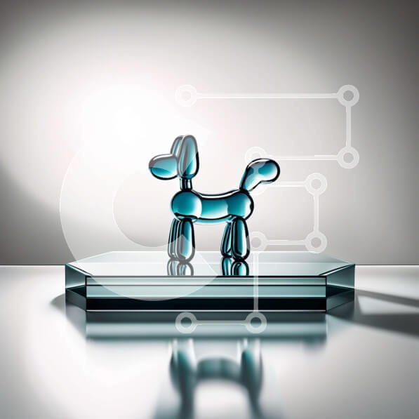 Intra Συλλεκτικό Ξύλινο Παζλ Plywood  4mm - Όμορφο γλυπτό σκύλου από μπλε γυαλί σε γυάλινη επιφάνεια Σε Ξύλινο Κουτί - Διαστάσεις: 10x10 cm – 25 κομμάτια