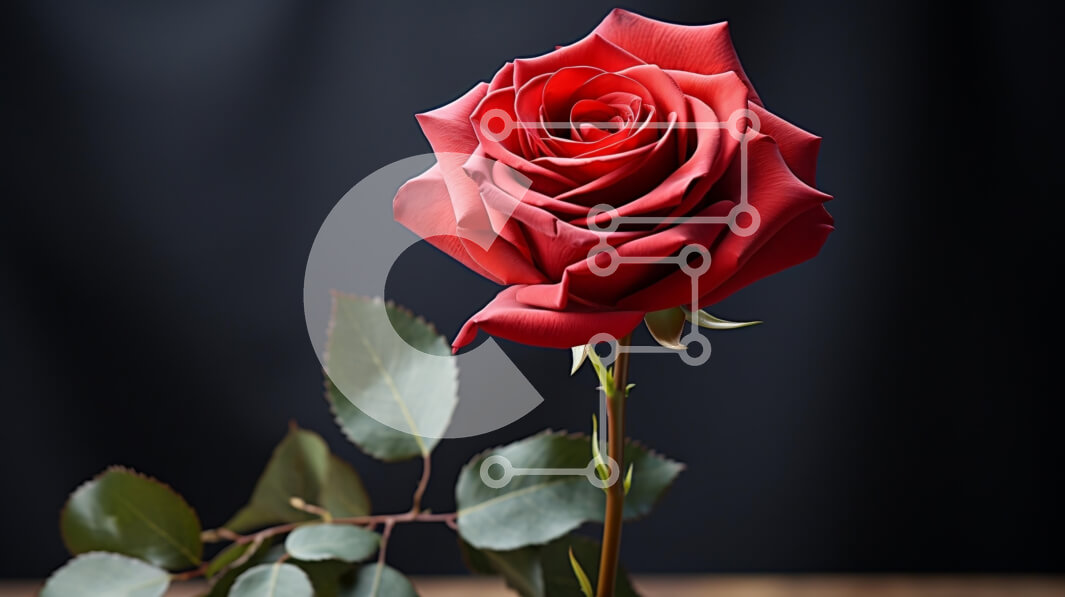 Intra Συλλεκτικό Ξύλινο Παζλ Plywood  4mm - Όμορφη εικόνα ενός κόκκινου τριαντάφυλλου με πράσινα φύλλα σε ένα ξύλινο τραπέζι Σε Ξύλινο Κουτί - Διαστάσεις: 10x10 cm – 25 κομμάτια