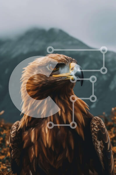 Σετ των 2 Intra Συλλεκτικό Ξύλινο Παζλ Plywood  4mm - Ο μεγαλοπρεπής χρυσαετός ανοίγει τα φτερά του σε μια βραχώδη εξοχή Σε Ξύλινο Κουτί - Διαστάσεις: 10x10 cm – 25 κομμάτια