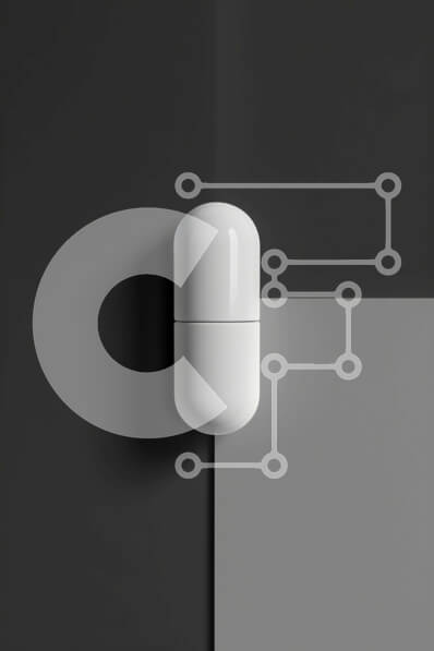 Intra Συλλεκτικό Ξύλινο Παζλ Plywood  4mm - Λευκό χάπι σε αφηρημένο ασπρόμαυρο φόντο Σε Ξύλινο Κουτί - Διαστάσεις Puzzle: 10x10 cm – 25 κομμάτια