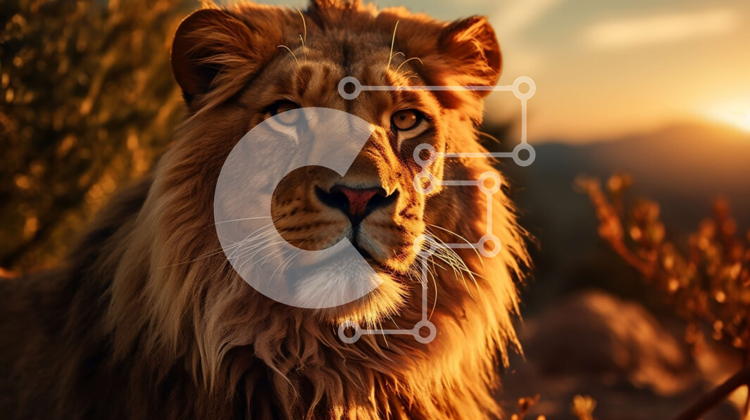 Intra Συλλεκτικό Ξύλινο Παζλ Plywood  4mm - Σοβαρό λιοντάρι με σκοτεινή χαίτη που κοιτάζει την κάμερα Σε Ξύλινο Κουτί - Διαστάσεις: 10x10 cm – 25 κομμάτια