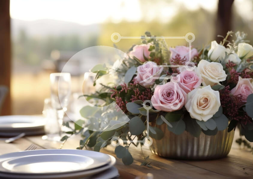 Σετ των 2 Intra Συλλεκτικό Ξύλινο Παζλ Plywood  4mm - Κομψή τραπεζαρία με φλοράλ κεντρικό κομμάτι Σε Ξύλινο Κουτί - Διαστάσεις: 10x10 cm – 25 κομμάτια