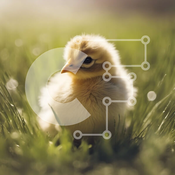 Intra Συλλεκτικό Ξύλινο Παζλ Plywood  4mm - Χαριτωμένο κίτρινο νεοσσό που στέκεται σε ένα χωράφι με πράσινο γρασίδι Σε Ξύλινο Κουτί - Διαστάσεις: 10x10 cm – 25 κομμάτια