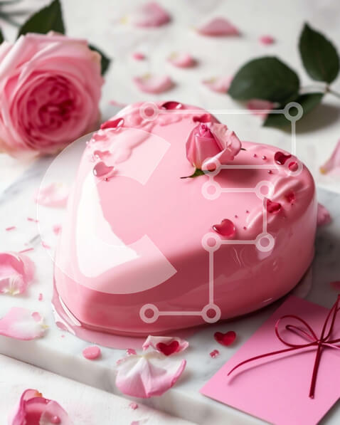 Σετ των 2 Intra Συλλεκτικό Ξύλινο Παζλ Plywood  4mm - Τούρτα σε σχήμα καρδιάς με ροζ τριαντάφυλλα και λουλουδάτα διακοσμητικά Σε Ξύλινο Κουτί - Διαστάσεις: 10x10 cm – 25 κομμάτια