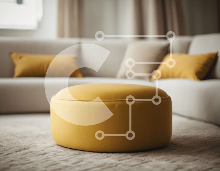 Intra Συλλεκτικό Ξύλινο Παζλ Plywood  4mm - Κίτρινο οθωμανικό στο σαλόνι Σε Ξύλινο Κουτί - Διαστάσεις Puzzle: 10x10 cm – 25 κομμάτια