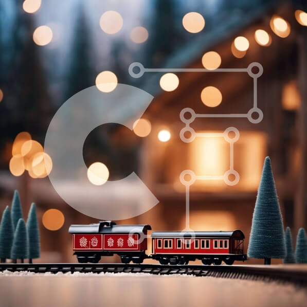 Intra Συλλεκτικό Ξύλινο Παζλ Plywood  4mm - Παιχνίδι τρένο που κινείται κατά μήκος των σιδηροδρομικών γραμμών με διακοσμήσεις διακοπών Σε Ξύλινο Κουτί - Διαστάσεις Puzzle: 10x10 cm – 25 κομμάτια