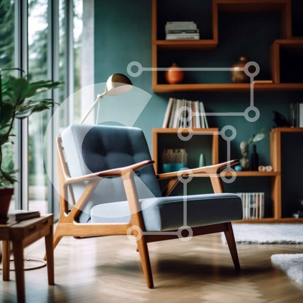 Intra Συλλεκτικό Ξύλινο Παζλ Plywood  4mm - Χαλαρωτικό σαλόνι με καφέ δερμάτινη πολυθρόνα και ξύλινο τραπεζάκι σαλονιού Σε Ξύλινο Κουτί - Διαστάσεις Puzzle: 10x10 cm – 25 κομμάτια