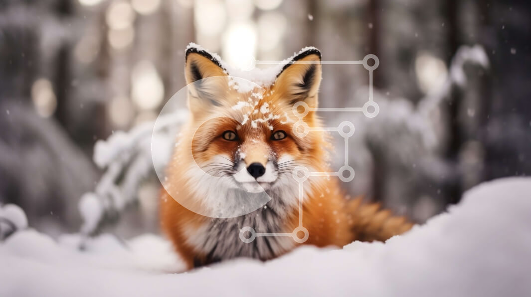 Σετ των 2 Intra Συλλεκτικό Ξύλινο Παζλ Plywood  4mm - Όμορφη εικόνα μιας κόκκινης αλεπούς σε ένα χιονισμένο δάσος Σε Ξύλινο Κουτί - Διαστάσεις: 10x10 cm – 25 κομμάτια