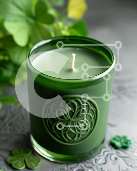 Intra Συλλεκτικό Ξύλινο Παζλ Plywood  4mm - Πράσινο κερί του Αγίου Πατρικίου με φύλλα τριφυλλιού Σε Ξύλινο Κουτί - Διαστάσεις: 10x10 cm – 25 κομμάτια