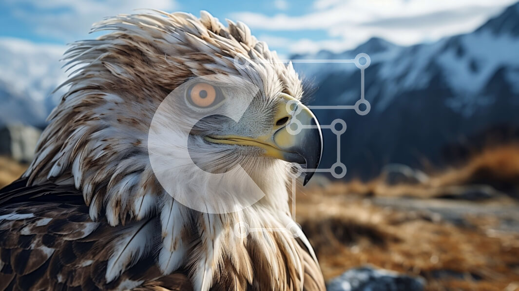 Σετ των 2 Intra Συλλεκτικό Ξύλινο Παζλ Plywood  4mm - Μεγαλοπρεπής αετός σκαρφαλωμένος σε βραχώδη προεξοχή με βουνά στο φόντο Σε Ξύλινο Κουτί - Διαστάσεις: 10x10 cm – 25 κομμάτια