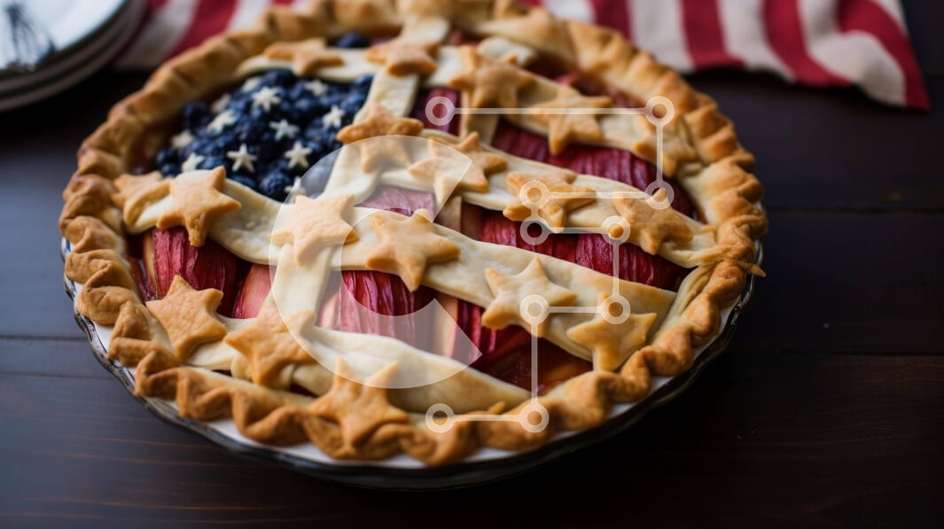 Σετ των 2 Intra Συλλεκτικό Ξύλινο Παζλ Plywood  4mm - Πίτα αμερικανικής σημαίας στον εορτασμό της 4ης Ιουλίου Σε Ξύλινο Κουτί - Διαστάσεις: 10x10 cm – 25 κομμάτια