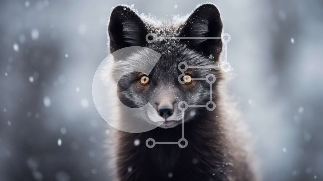 Σετ των 2 Intra Συλλεκτικό Ξύλινο Παζλ Plywood  4mm - Σαγηνευτική εικόνα μιας μαύρης αλεπούς με φωτεινά κίτρινα μάτια Σε Ξύλινο Κουτί - Διαστάσεις: 10x10 cm – 25 κομμάτια