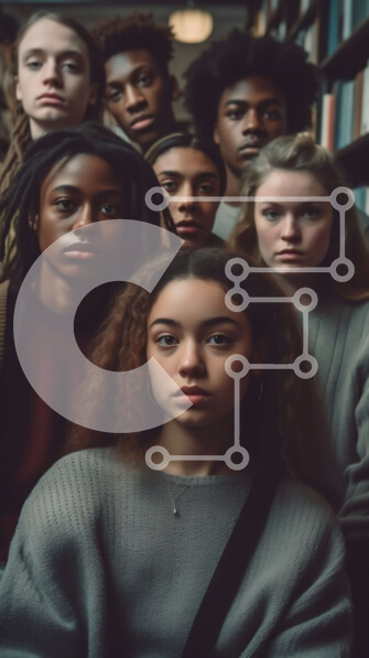 Intra Συλλεκτικό Ξύλινο Παζλ Plywood  4mm - Ομάδα Νέων στη Βιβλιοθήκη | Φωτογραφία Αρχείου Σε Ξύλινο Κουτί - Διαστάσεις Puzzle: 10x10 cm – 25 κομμάτια