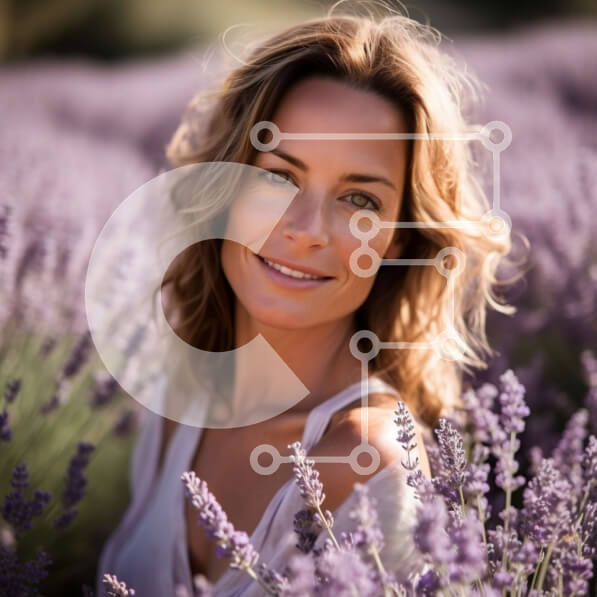 Intra Συλλεκτικό Ξύλινο Παζλ Plywood  4mm - Όμορφη εικόνα γυναίκας στο χωράφι λεβάντας με φόντο μπλε του ουρανού Σε Ξύλινο Κουτί - Διαστάσεις: 10x10 cm – 25 κομμάτια