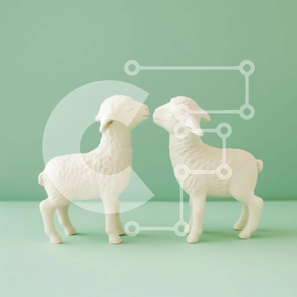 Intra Συλλεκτικό Ξύλινο Παζλ Plywood  4mm - Φιλιά ειδώλια προβάτων σε πράσινο φόντο Σε Ξύλινο Κουτί - Διαστάσεις: 10x10 cm – 25 κομμάτια