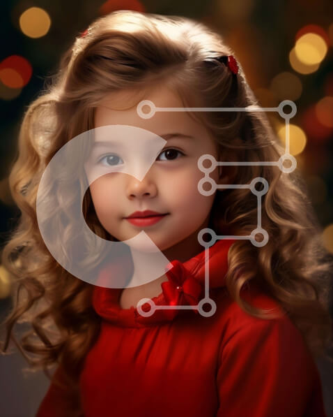 Intra Συλλεκτικό Ξύλινο Παζλ Plywood  4mm - Νεαρό κορίτσι με σγουρά μαλλιά σε κόκκινο φόρεμα Σε Ξύλινο Κουτί - Διαστάσεις Puzzle: 10x10 cm – 25 κομμάτια