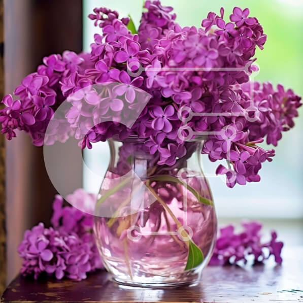 Intra Συλλεκτικό Ξύλινο Παζλ Plywood  4mm - Βάζο με μωβ λιλά λουλούδια Σε Ξύλινο Κουτί - Διαστάσεις: 10x10 cm – 25 κομμάτια