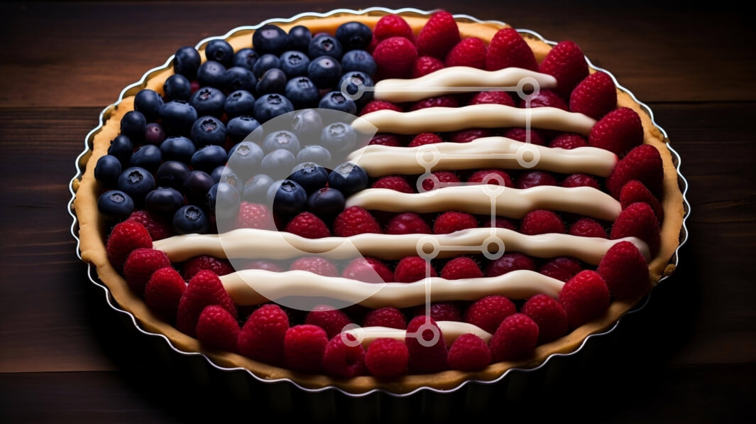 Σετ των 2 Intra Συλλεκτικό Ξύλινο Παζλ Plywood  4mm - Πίτα με αμερικανική σημαία με σαντιγί και μούρα Σε Ξύλινο Κουτί - Διαστάσεις: 10x10 cm – 25 κομμάτια