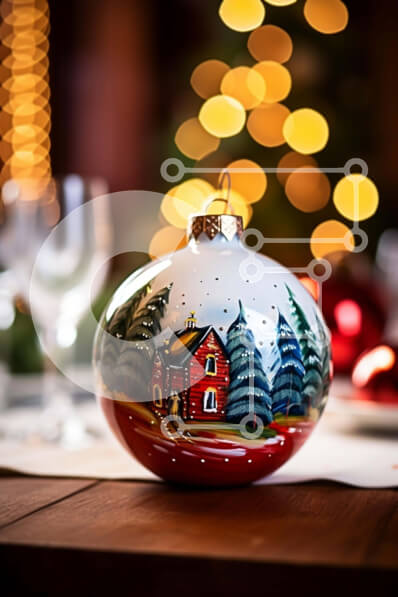 Intra Συλλεκτικό Ξύλινο Παζλ Plywood  4mm - Χριστουγεννιάτικο στολίδι στο τραπέζι με ποτήρια κρασιού και κηροπήγια Σε Ξύλινο Κουτί - Διαστάσεις: 10x10 cm – 25 κομμάτια