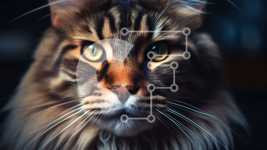 Σετ των 2 Intra Συλλεκτικό Ξύλινο Παζλ Plywood  4mm - Όμορφη κοντινή λήψη μιας χνουδωτής γάτας με λαμπερά πράσινα μάτια Σε Ξύλινο Κουτί - Διαστάσεις: 10x10 cm – 25 κομμάτια