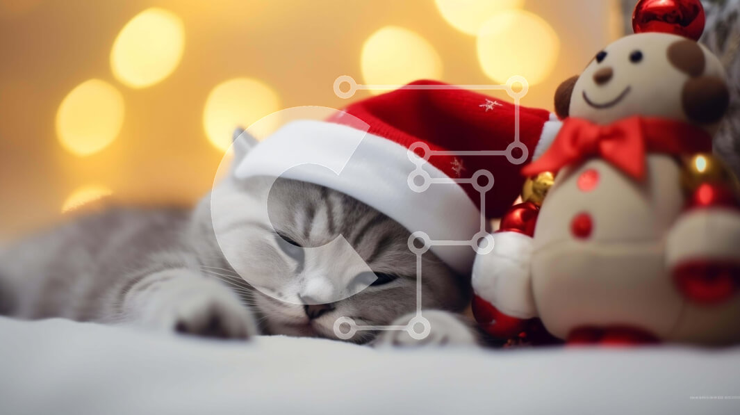 Σετ των 2 Intra Συλλεκτικό Ξύλινο Παζλ Plywood  4mm - Γιορτινή γκρίζα γάτα με αρκουδάκι Σε Ξύλινο Κουτί - Διαστάσεις: 10x10 cm – 25 κομμάτια