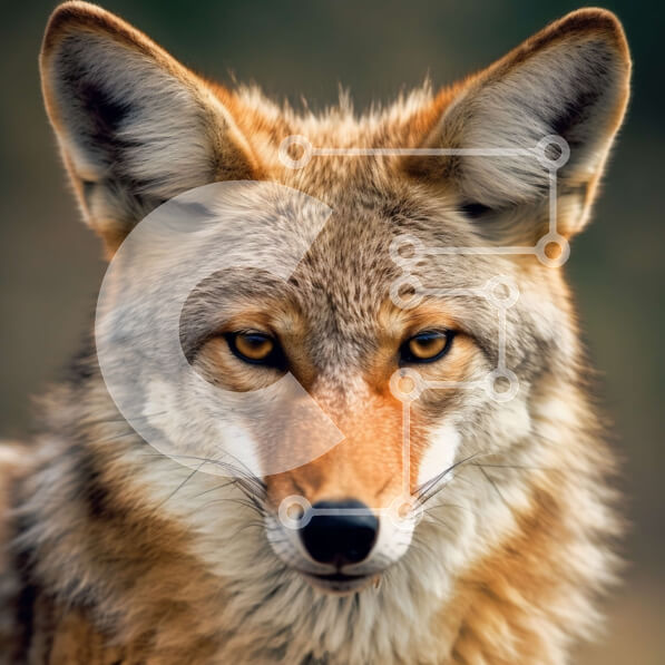 Intra Συλλεκτικό Ξύλινο Παζλ Plywood  4mm - Εκπληκτική κοντινή φωτογραφία του προσώπου του Κογιότ Σε Ξύλινο Κουτί - Διαστάσεις: 10x10 cm – 25 κομμάτια