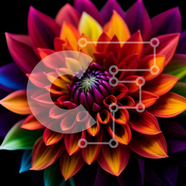 Intra Συλλεκτικό Ξύλινο Παζλ Plywood  4mm - Ζωντανή εικόνα ενός πολύχρωμου λουλουδιού με πολλά πέταλα Σε Ξύλινο Κουτί - Διαστάσεις: 10x10 cm – 25 κομμάτια