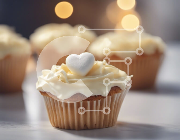 Σετ των 2 Intra Συλλεκτικό Ξύλινο Παζλ Plywood  4mm - Κομψά cupcakes με διακόσμηση σε σχήμα καρδιάς Σε Ξύλινο Κουτί - Διαστάσεις: 10x10 cm – 25 κομμάτια