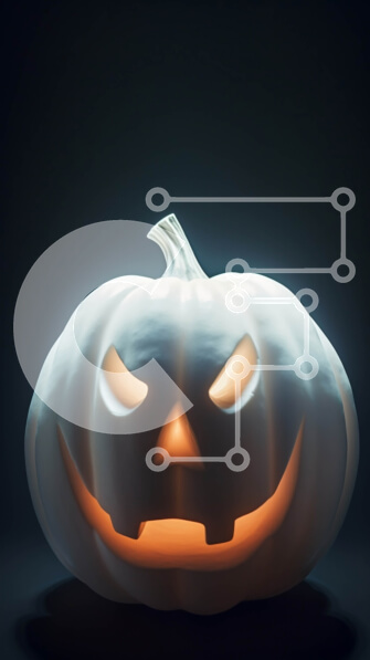 Intra Συλλεκτικό Ξύλινο Παζλ Plywood  4mm - Λαμπερή θυμωμένη λευκή κολοκύθα για το Halloween Σε Ξύλινο Κουτί - Διαστάσεις Puzzle: 10x10 cm – 25 κομμάτια