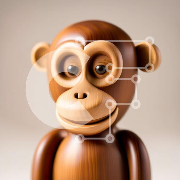 Intra Συλλεκτικό Ξύλινο Παζλ Plywood  4mm - Αξιολάτρευτο ξύλινο ειδώλιο μαϊμού με ένα χαμογελαστό πρόσωπο Σε Ξύλινο Κουτί - Διαστάσεις: 10x10 cm – 25 κομμάτια