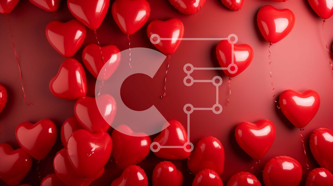 Intra Συλλεκτικό Ξύλινο Παζλ Plywood  4mm - Μπαλόνια σε σχήμα καρδιάς σε κόκκινο φόντο Σε Ξύλινο Κουτί - Διαστάσεις Puzzle: 10x10 cm – 25 κομμάτια