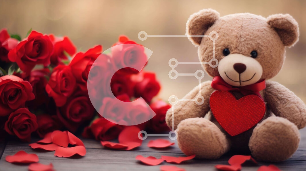 Intra Συλλεκτικό Ξύλινο Παζλ Plywood  4mm - Αρκουδάκι με τριαντάφυλλα και καρδιά Σε Ξύλινο Κουτί - Διαστάσεις Puzzle: 10x10 cm – 25 κομμάτια