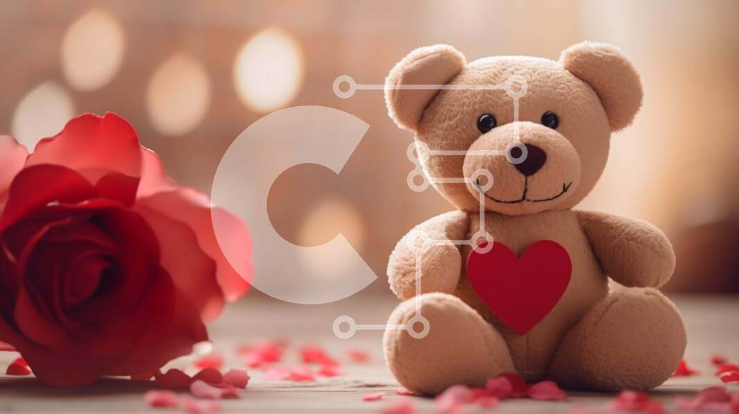 Intra Συλλεκτικό Ξύλινο Παζλ Plywood  4mm - Αρκουδάκι με καρδιά και τριαντάφυλλο Σε Ξύλινο Κουτί - Διαστάσεις Puzzle: 10x10 cm – 25 κομμάτια