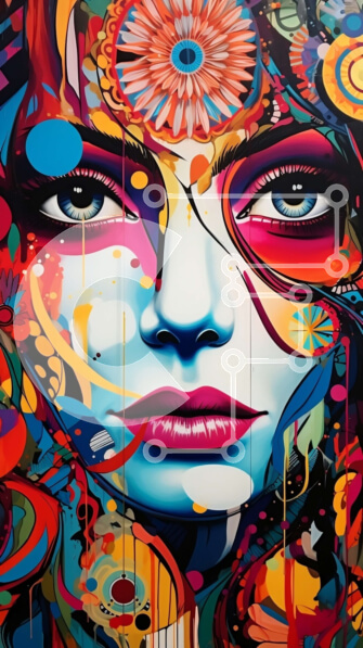 Intra Συλλεκτικό Ξύλινο Παζλ Plywood  4mm - Δονούμενο και ψυχεδελικό πορτρέτο μιας γυναίκας με αφηρημένο πρόσωπο Σε Ξύλινο Κουτί - Διαστάσεις Puzzle: 10x10 cm – 25 κομμάτια