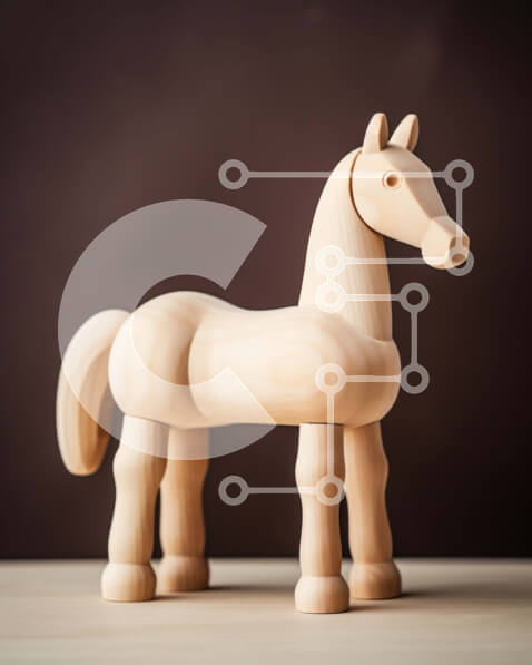 Intra Συλλεκτικό Ξύλινο Παζλ Plywood  4mm - Αξιολάτρευτο ξύλινο παιχνίδι αλόγων σε ρουστίκ ξύλινη επιφάνεια Σε Ξύλινο Κουτί - Διαστάσεις: 10x10 cm – 25 κομμάτια