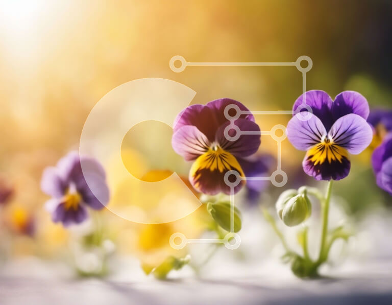 Intra Συλλεκτικό Ξύλινο Παζλ Plywood  4mm - Όμορφα λουλούδια πανσών σε έναν κήπο Σε Ξύλινο Κουτί - Διαστάσεις: 10x10 cm – 25 κομμάτια