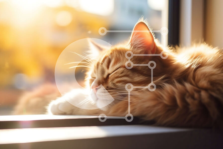 Σετ των 2 Intra Συλλεκτικό Ξύλινο Παζλ Plywood  4mm - Αξιολάτρευτη εικόνα μιας γάτας που κοιμάται σε ένα ηλιόλουστο περβάζι Σε Ξύλινο Κουτί - Διαστάσεις: 10x10 cm – 25 κομμάτια