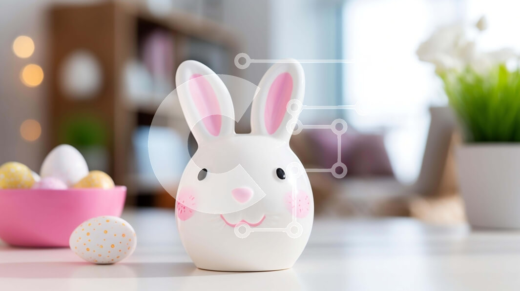 Intra Συλλεκτικό Ξύλινο Παζλ Plywood  4mm - Ειδώλιο λαγουδάκι του Πάσχα και αυγά στο διακοσμημένο τραπέζι Σε Ξύλινο Κουτί - Διαστάσεις: 10x10 cm – 25 κομμάτια