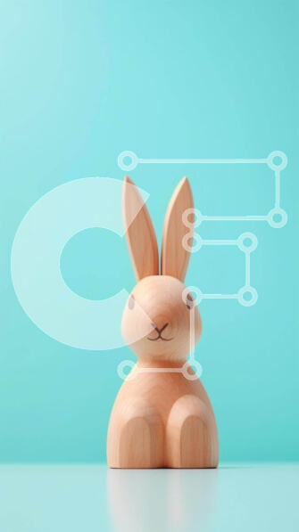 Intra Συλλεκτικό Ξύλινο Παζλ Plywood  4mm - Ξύλινο παιχνίδι λαγουδάκι σε φόντο Aqua Σε Ξύλινο Κουτί - Διαστάσεις: 10x10 cm – 25 κομμάτια