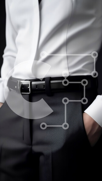 Intra Συλλεκτικό Ξύλινο Παζλ Plywood  4mm - Κομψός άντρας με λευκό πουκάμισο και μαύρο παντελόνι με τα χέρια στις τσέπες Σε Ξύλινο Κουτί - Διαστάσεις Puzzle: 10x10 cm – 25 κομμάτια