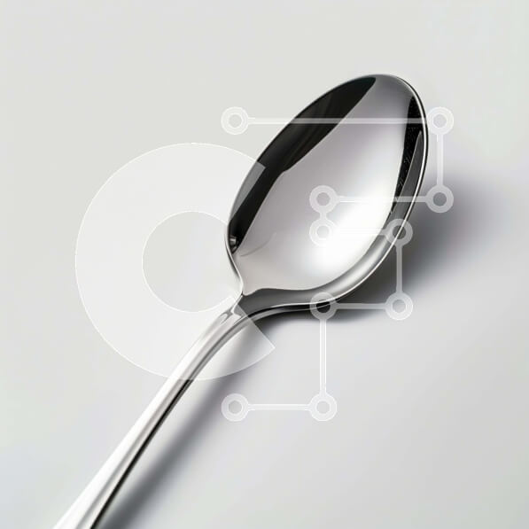 Intra Συλλεκτικό Ξύλινο Παζλ Plywood  4mm - Ασημένιο κουτάλι σε λευκή επιφάνεια Σε Ξύλινο Κουτί - Διαστάσεις: 10x10 cm – 25 κομμάτια