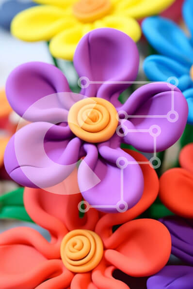 Intra Συλλεκτικό Ξύλινο Παζλ Plywood  4mm - Πολύχρωμα πλαστικά λουλούδια σε διάταξη σαν βάζο Σε Ξύλινο Κουτί - Διαστάσεις Puzzle: 10x10 cm – 25 κομμάτια