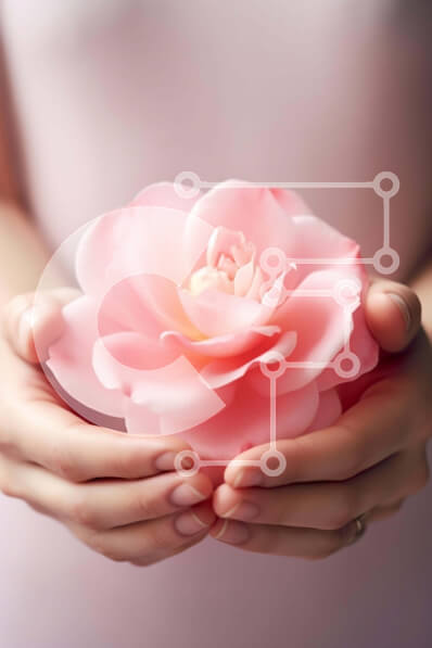 Intra Συλλεκτικό Ξύλινο Παζλ Plywood  4mm - Χέρια που κρατούν το ροζ λουλούδι Σε Ξύλινο Κουτί - Διαστάσεις Puzzle: 10x10 cm – 25 κομμάτια