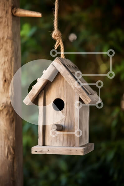 Σετ των 2 Intra Συλλεκτικό Ξύλινο Παζλ Plywood  4mm - Όμορφη εικόνα ενός ξύλινου σπιτιού πουλιών σε ένα γαλήνιο δάσος Σε Ξύλινο Κουτί - Διαστάσεις: 10x10 cm – 25 κομμάτια