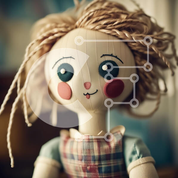 Intra Συλλεκτικό Ξύλινο Παζλ Plywood  4mm - Αξιολάτρευτη ξανθιά κούκλα με μπλε μάτια και καρό φόρεμα που κρατά ένα κόκκινο μήλο Σε Ξύλινο Κουτί - Διαστάσεις: 10x10 cm – 25 κομμάτια