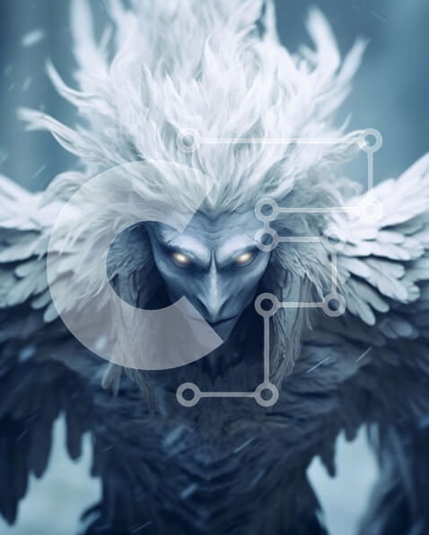 Σετ των 2 Intra Συλλεκτικό Ξύλινο Παζλ Plywood  4mm - Εκπληκτική φωτογραφία ενός μυθικού πλάσματος με διαπεραστικά μπλε μάτια Σε Ξύλινο Κουτί - Διαστάσεις: 10x10 cm – 25 κομμάτια