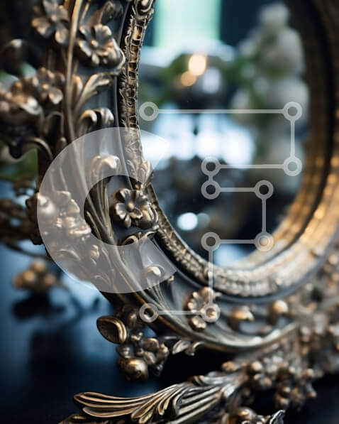 Intra Συλλεκτικό Ξύλινο Παζλ Plywood  4mm - Κομψός καθρέφτης με χρυσό πλαίσιο με περίτεχνα διακοσμητικά Σε Ξύλινο Κουτί - Διαστάσεις Puzzle: 10x10 cm – 25 κομμάτια