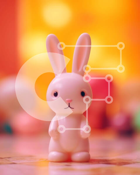 Intra Συλλεκτικό Ξύλινο Παζλ Plywood  4mm - Παιχνίδι ροζ λαγουδάκι σε πορτοκαλί τραπέζι Σε Ξύλινο Κουτί - Διαστάσεις: 10x10 cm – 25 κομμάτια