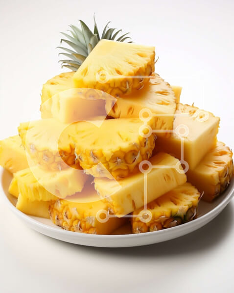 Σετ των 2 Intra Συλλεκτικό Ξύλινο Παζλ Plywood  4mm - Φρέσκοι και ζουμεροί ανανάδες σε φέτες σε ένα πιάτο Σε Ξύλινο Κουτί - Διαστάσεις: 10x10 cm – 25 κομμάτια